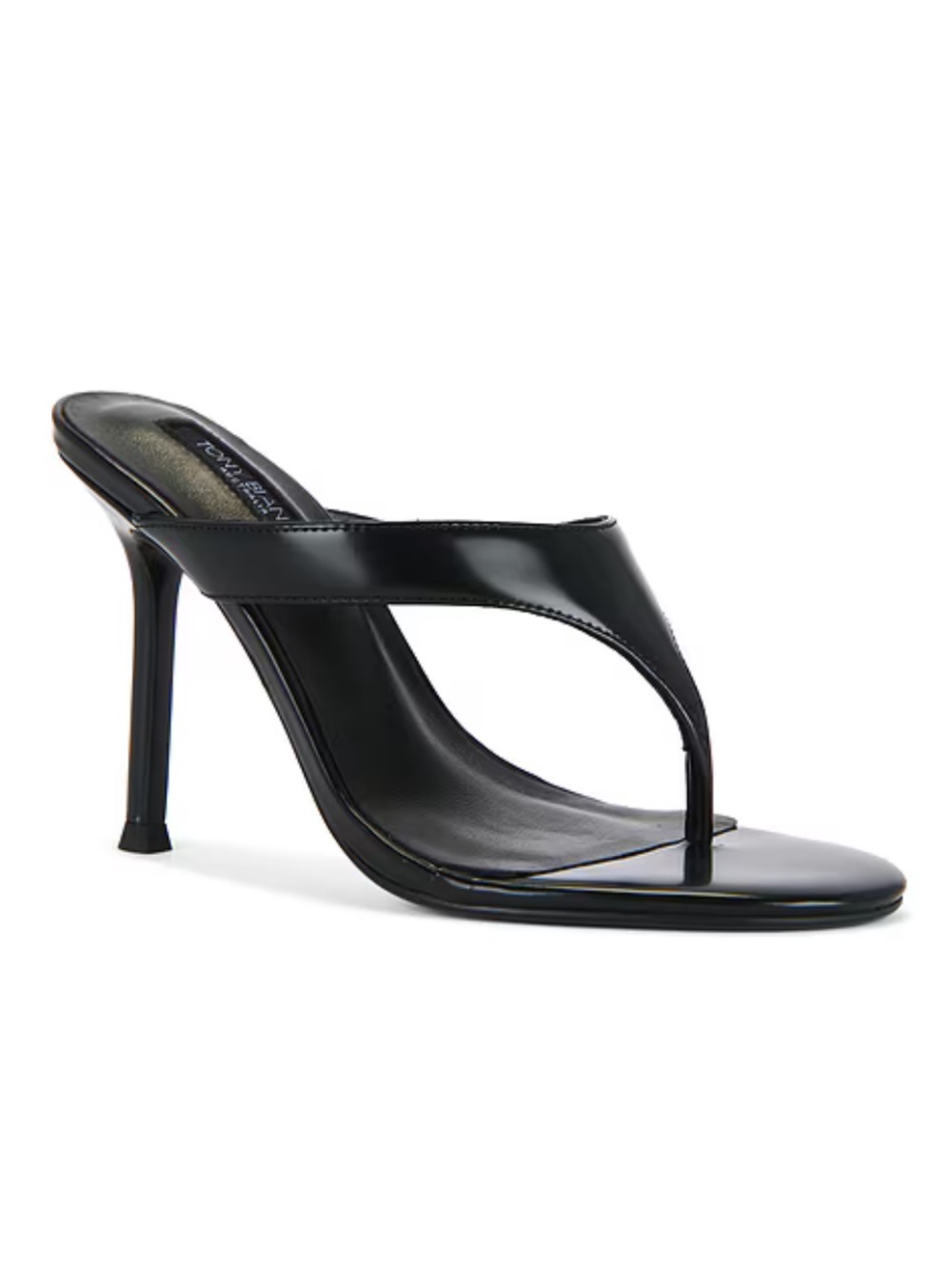 Tony Bianco Dynasty Heels Black Hi Shine  Stilettos Thongs Sandals Revolve 9.5